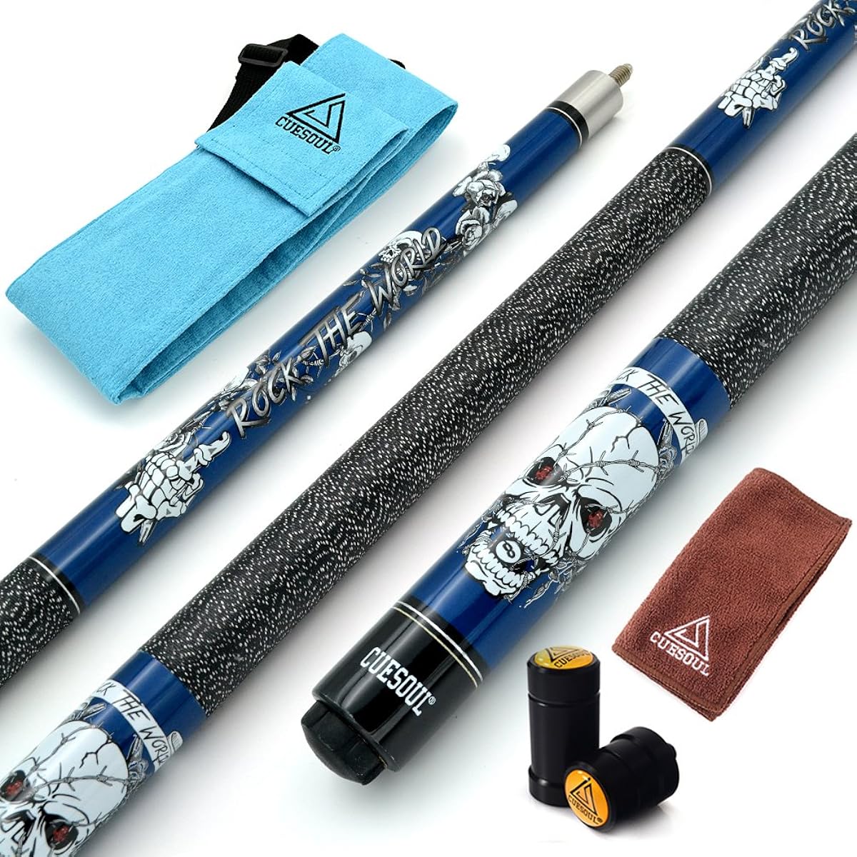 CUESOUL ROCK Series 2, 57 inch 19/20/21oz 1/2 Maple Pool Cue Stick Set