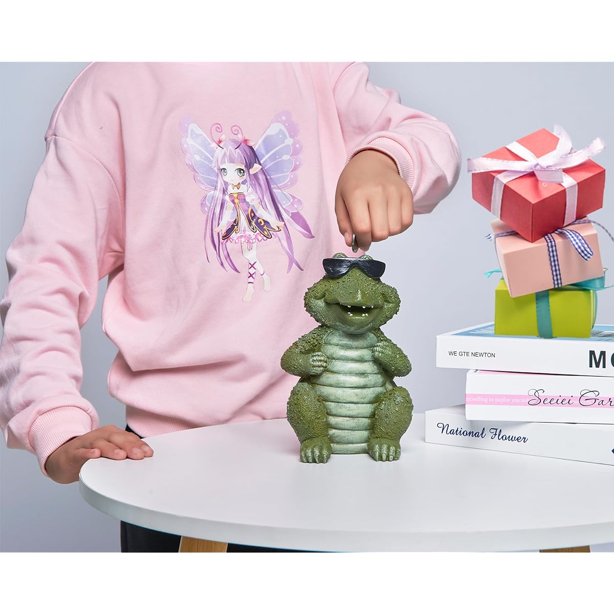 AMOIENSIS Alligator Piggy Bank for Kids Cute Piggy Bank Unique Piggy Bank for Boys Girls Teens Christmas Birthday Gift