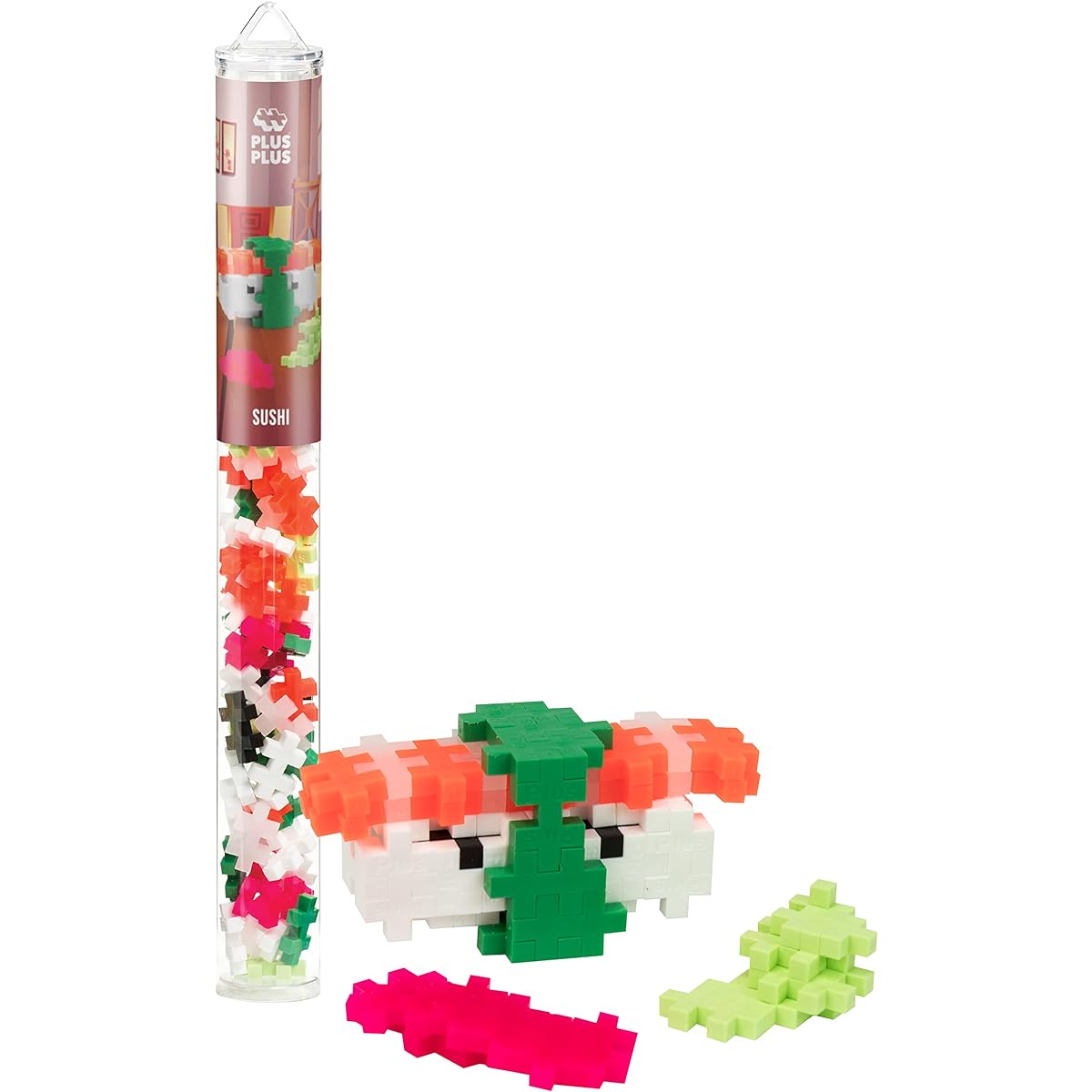 PLUS PLUS - Mini Maker Tube - Sushi - 70 Pieces Construction Site | Steam Toys Interlocking Mini Puzzle Blocks for Kids