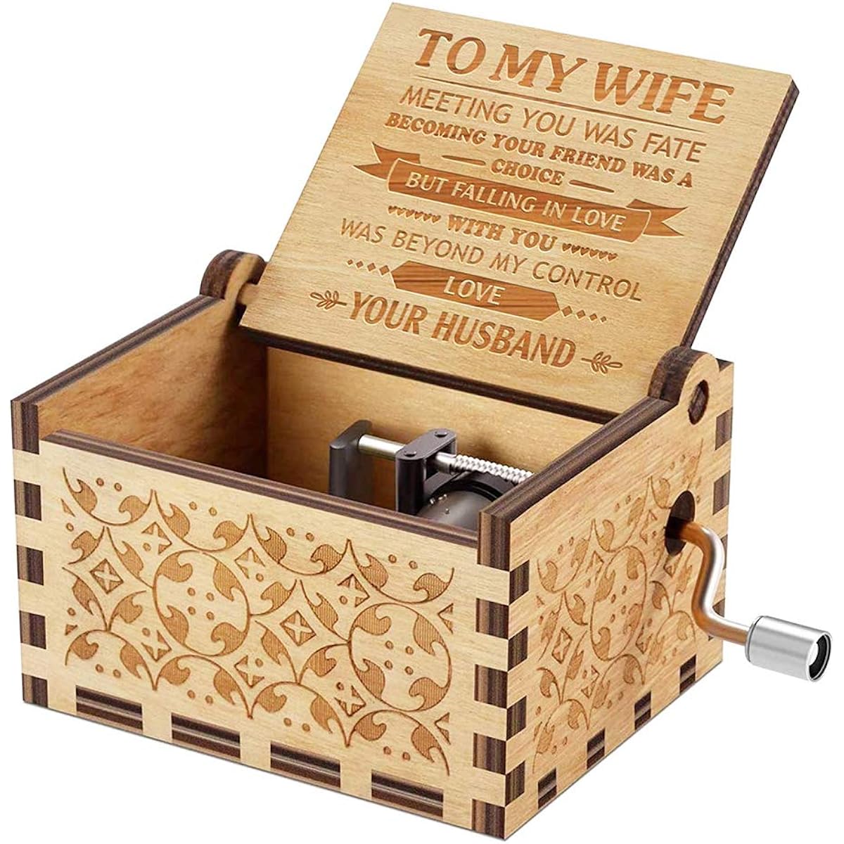 Music Box Gifts for Wife, Romantic Birthday Valentine's Anniversary Christmas Gifts for Wife Husband/Boyfriend/Love/Women/Girlfriend Wooden Hand Crank Music Box Play You are My Sunshine
