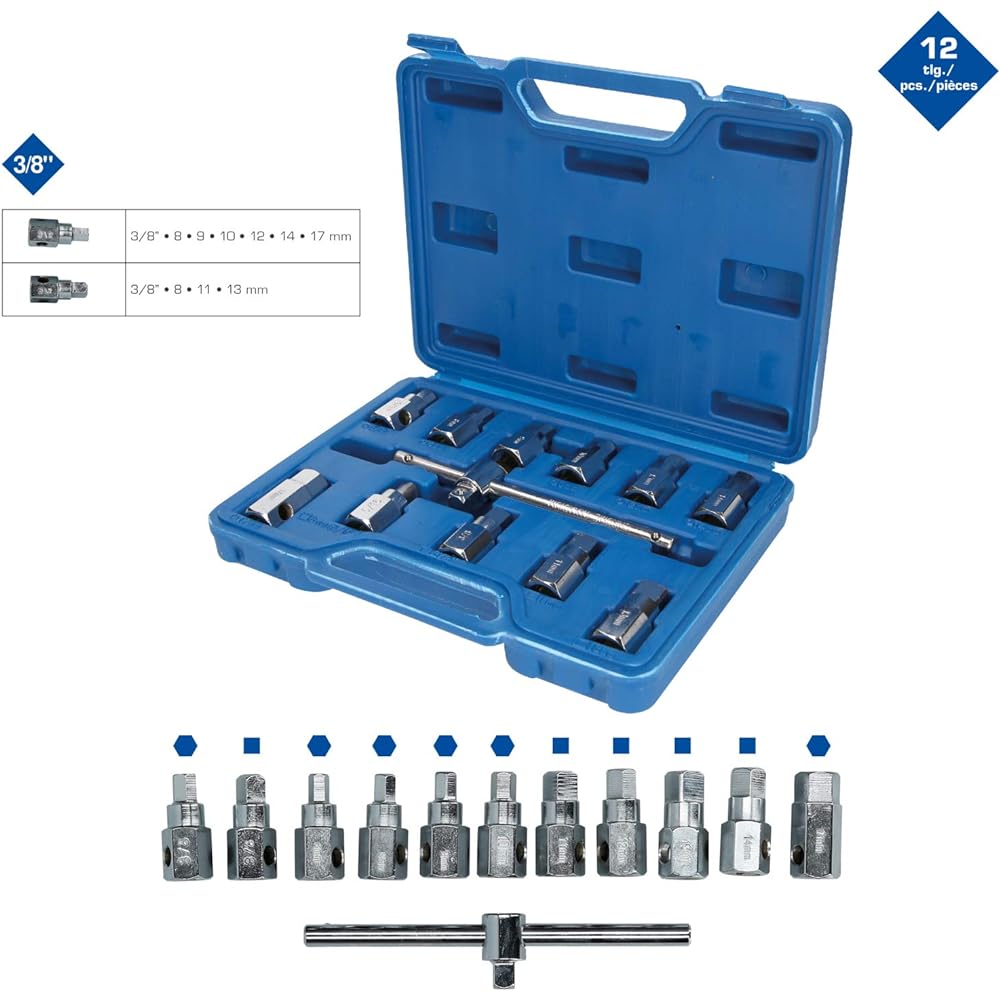 KS Tools Oil Drain Sump Plug Key Socket Set 12 Pieces BT711150