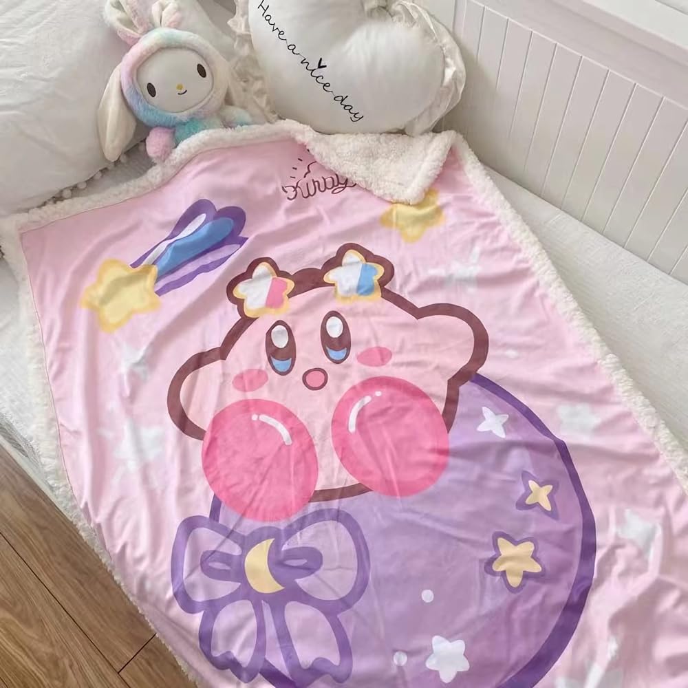 Kirby's Dream Land Kirby Blanket Throw Blanket 100 150cm Sheep Boa Lightweight Large Fluffy Cute Washable Stylish ZITION Character Soft Suitable for All Seasons Goods