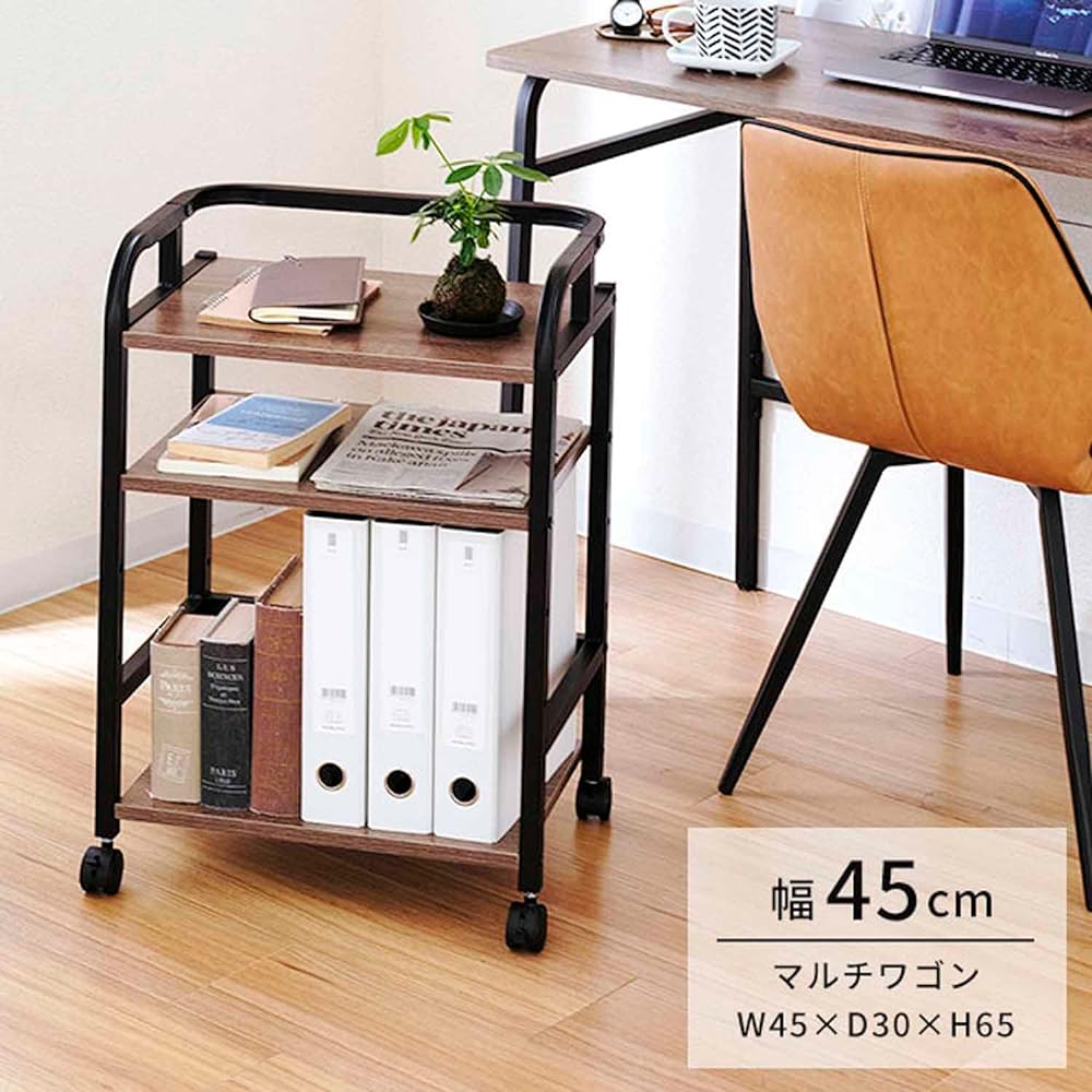 Doshisha Facio Multi-rack wagon that can be used anywhere Width 45 3 tiers with casters Fall prevention frame Wooden top plate Adjustable shelf board A4 Kitchen wagon Under the desk Next to the desk Bedside Next to the sofa Width 45 x Depth 30 x Height 6