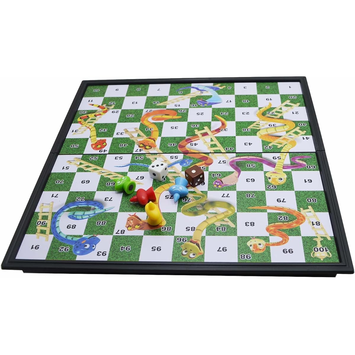 Snakes & Ladders Game 10x10 Board 100 Squares Expandable Board 10x10 Inch Family Game Desk Game Snake Chess