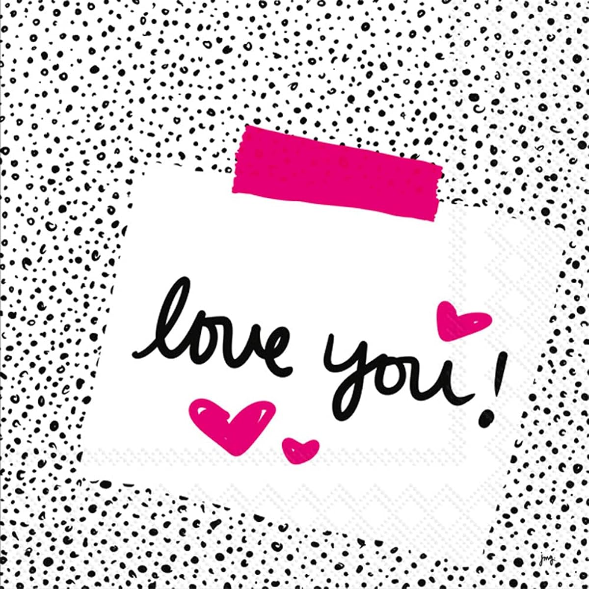 Boston International IHR 3-ply Paper Napkins, 20-Count, Lunch Size, Love Notes