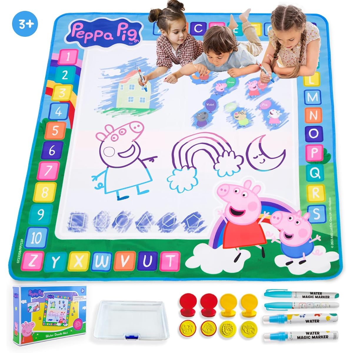 Luppa Pig Water Doodle Mat (39 x 39 inches) TV Kids Toys Coloring Art Supplies for Toddler Ages - Learning Toys to Develop Artistic Skills - Educational Toys for Girls and Boys