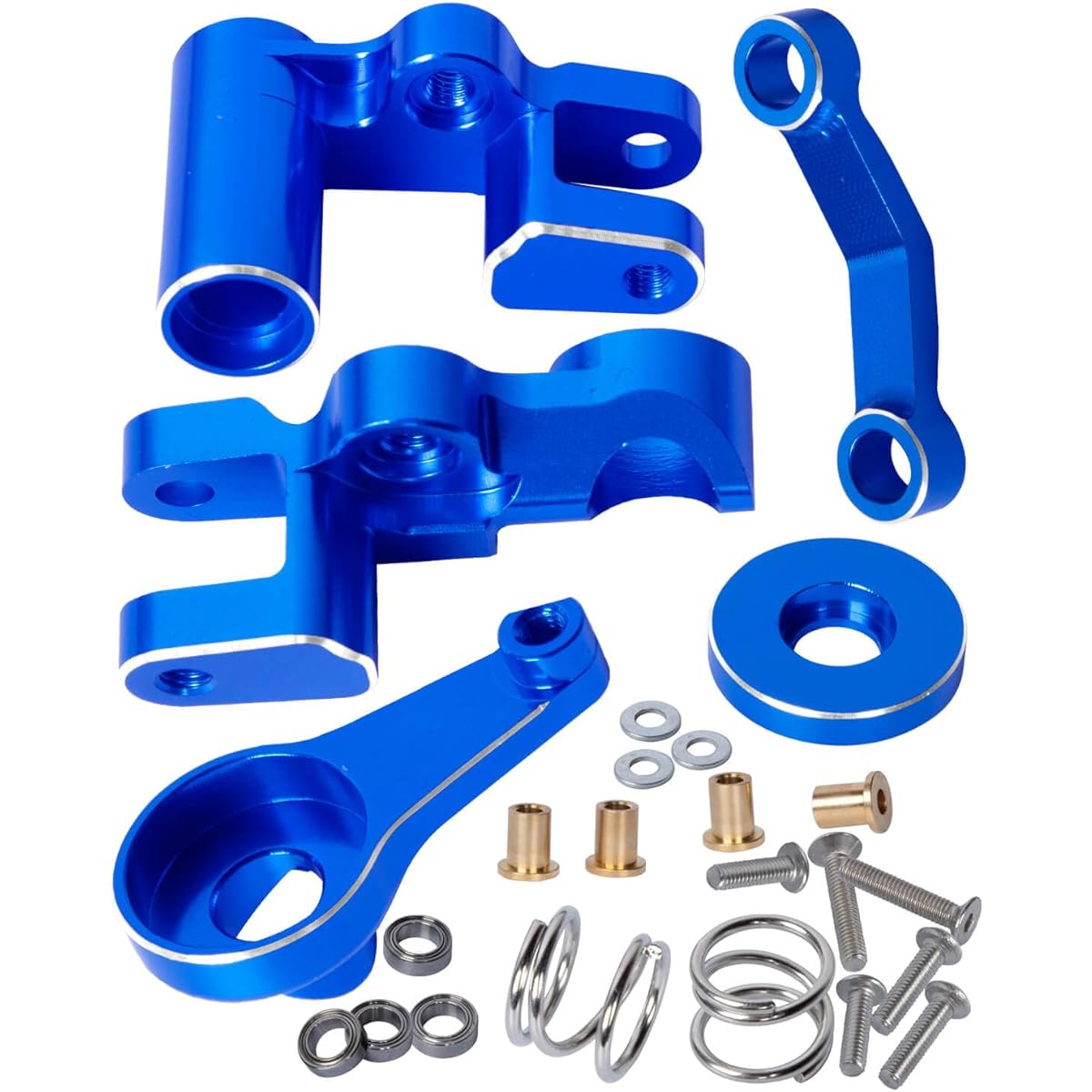RCMYou Alloy Steering Bell Crank Servo Saver Upgrade Parts for 1/10 Slash/Rustler/Stampede/Hoss 4x4 VXL 4WD, Aluminum Drag Link Set with Bearings, Navy Blue