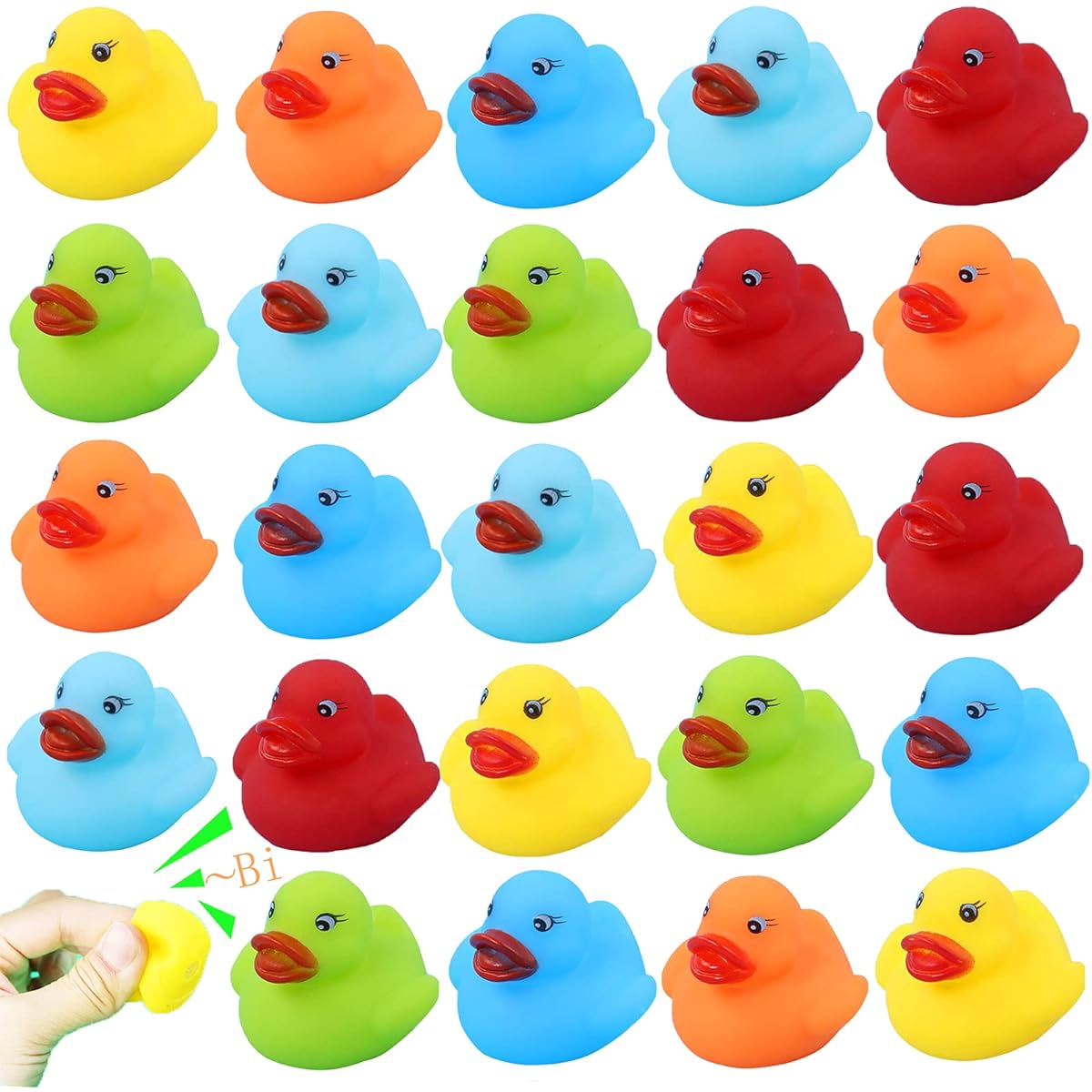 Fessal 24pcs Multicolor Squeak Rubber Duck Duck Baby Bath Toys for Boys Girls Ages 3+ (2'')