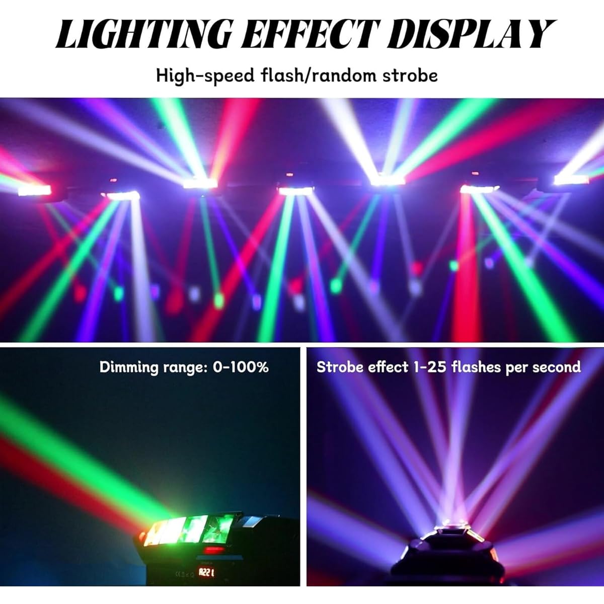 LED Mini Spider Moving Head Light, 8x5W Beam Stage Light RGBW Sound Activated DMX-512 Control for DJ Party Bar Disco Show Wedding Event Stage Lighting