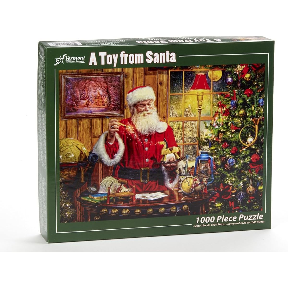 Vermont Christmas Company Santa Jigsaw Puzzle - Christmas Jigsaw Puzzle for Adults 1000 Pieces - Fully Interlocking Randomly Shaped 1000 Piece Puzzle for Adults (26 5/8" x 19 1/4")
