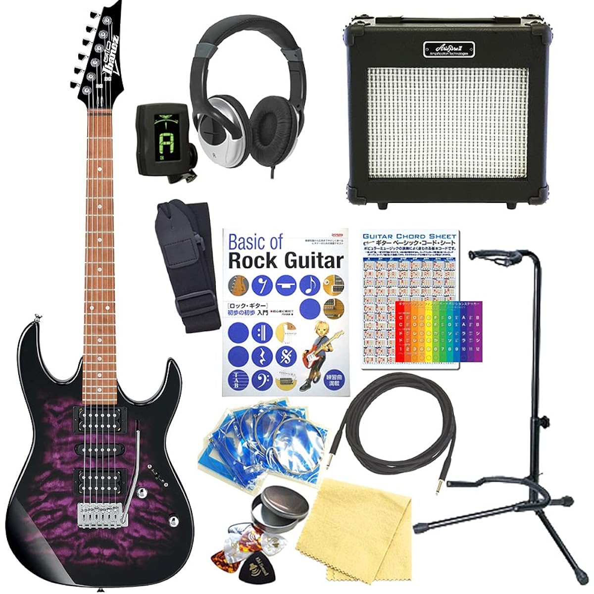 Ibanez GRX70QA TVT Electric Guitar for Beginners 15-piece Set