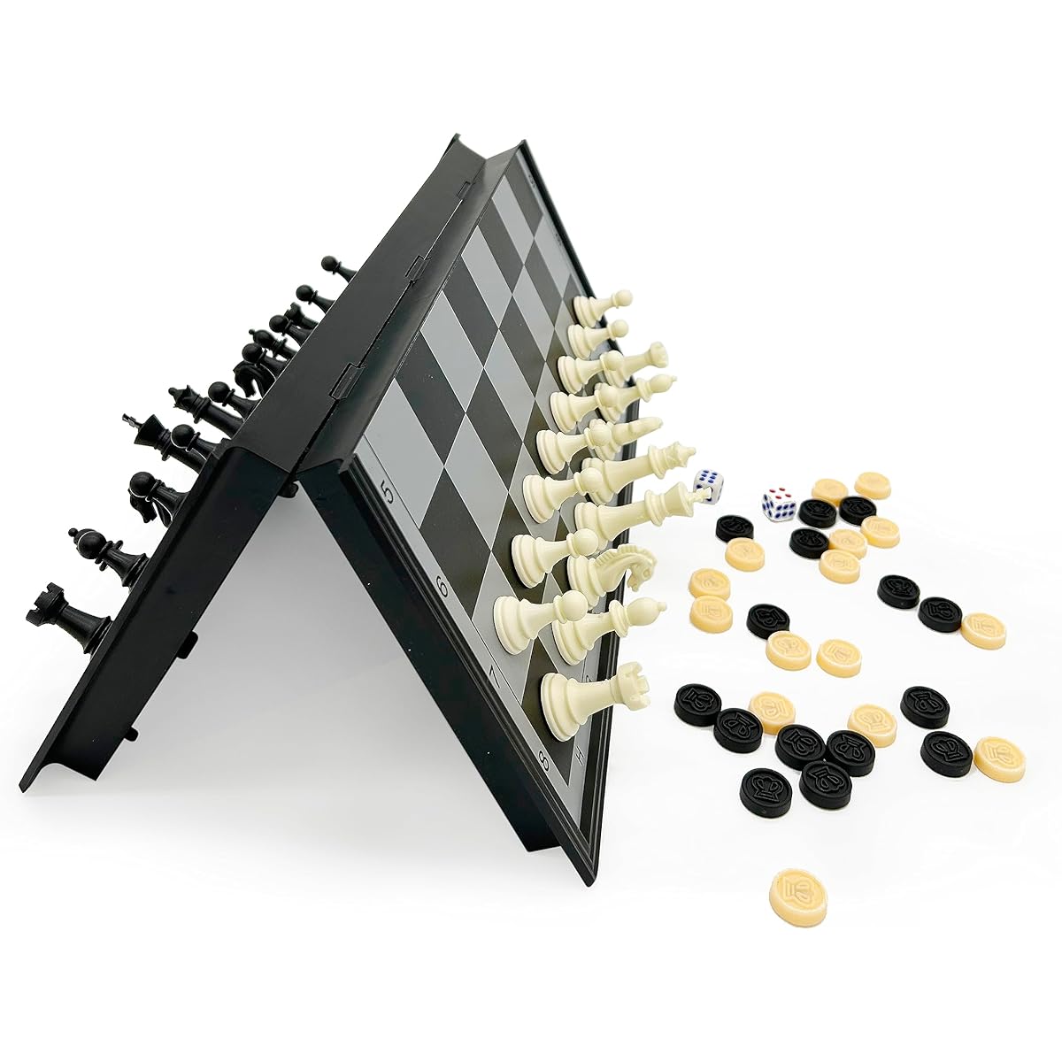 JOYOUSLIFE 3-in-1 Checker Backgammon Set 13 inches