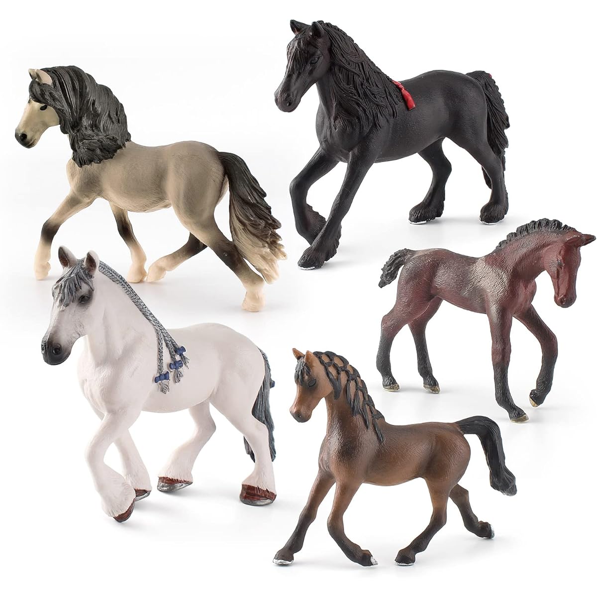 Horse Toys for Girls 5pcs Horse Figurine Set Plastic Toys for Boys Realistic Collection Horse Mare Farm Animals Gifts for Kids Toddlers Ages 3 4 5 6 7 8