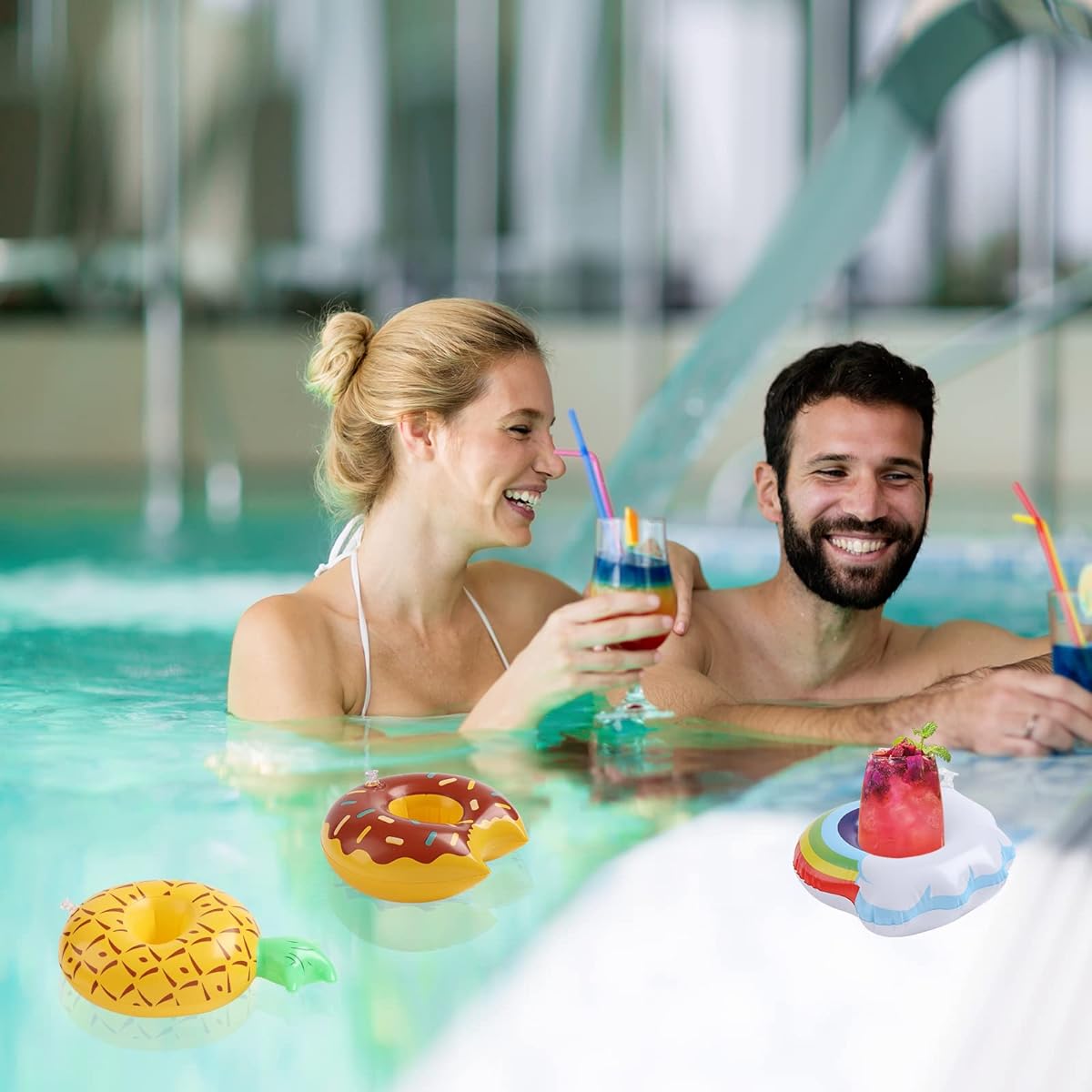 Kleeblatt Pool Drink Float Inflatable Drink Holder Floating Cup Holder Drink Float for Pool Party