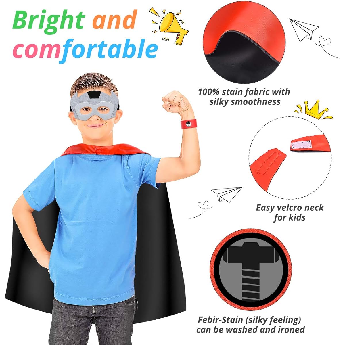 Roko Fun Cartoon Superhero Cape for Kids - Perfect for Halloween
