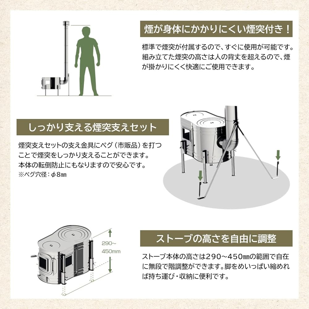 Honma Seisakusyo Honma Seisakusyo Stainless Steel Stove Stove Set, Outdoor & Disaster Prevention Supplies, Small Design, Three-sided Glass Window APS-48DX