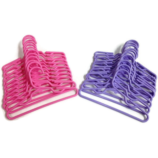 12 Pink and 12 Lavender Plastic Hangers for 18 inch Dolls. Fits 18 inch doll clothes.
