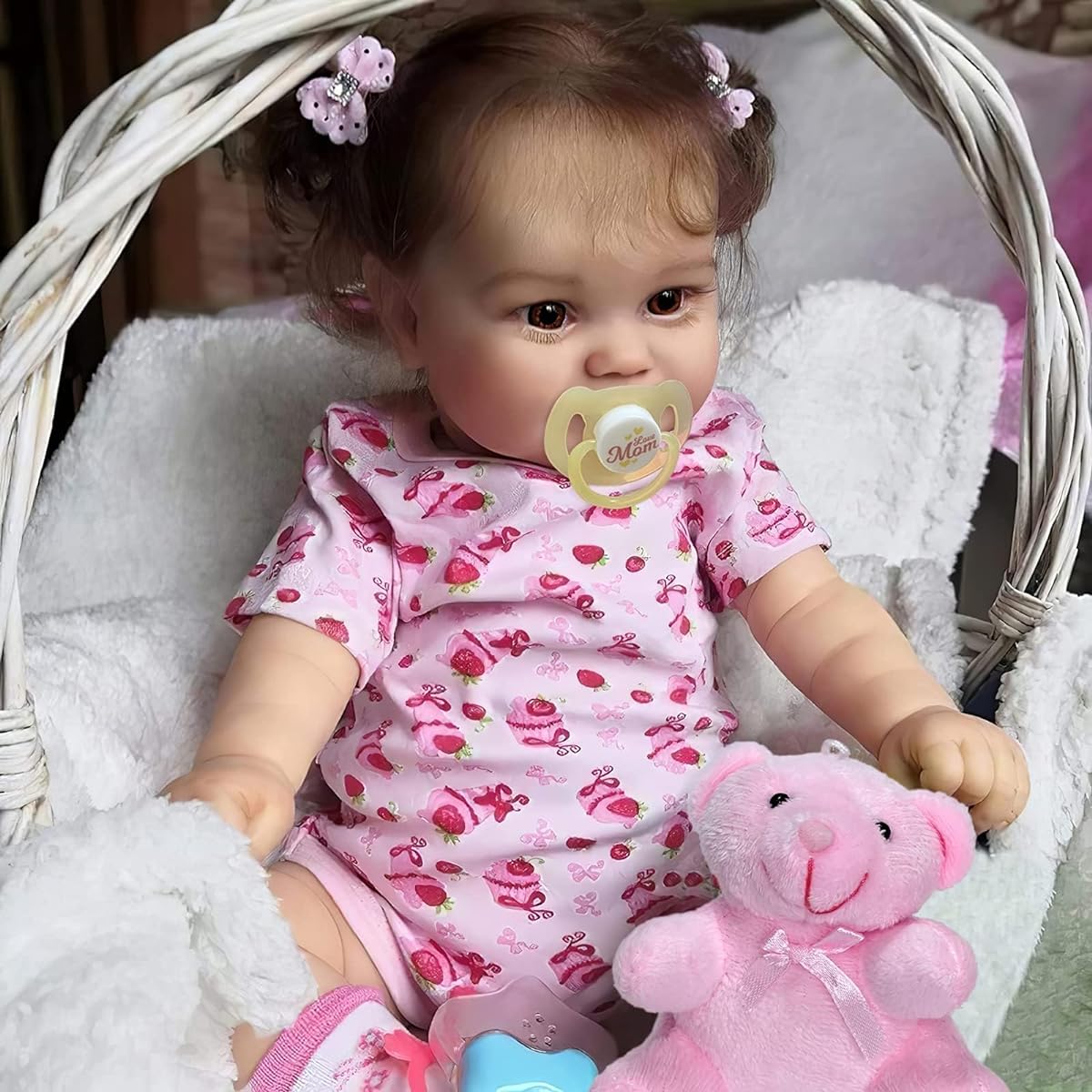 JIZHI Lifelike Reborn Baby Doll Soft Crossbody 20 Inch Realistic Newborn Baby Doll Real Life Baby Doll with Feeding Kit & Accessories for Kids & Collections