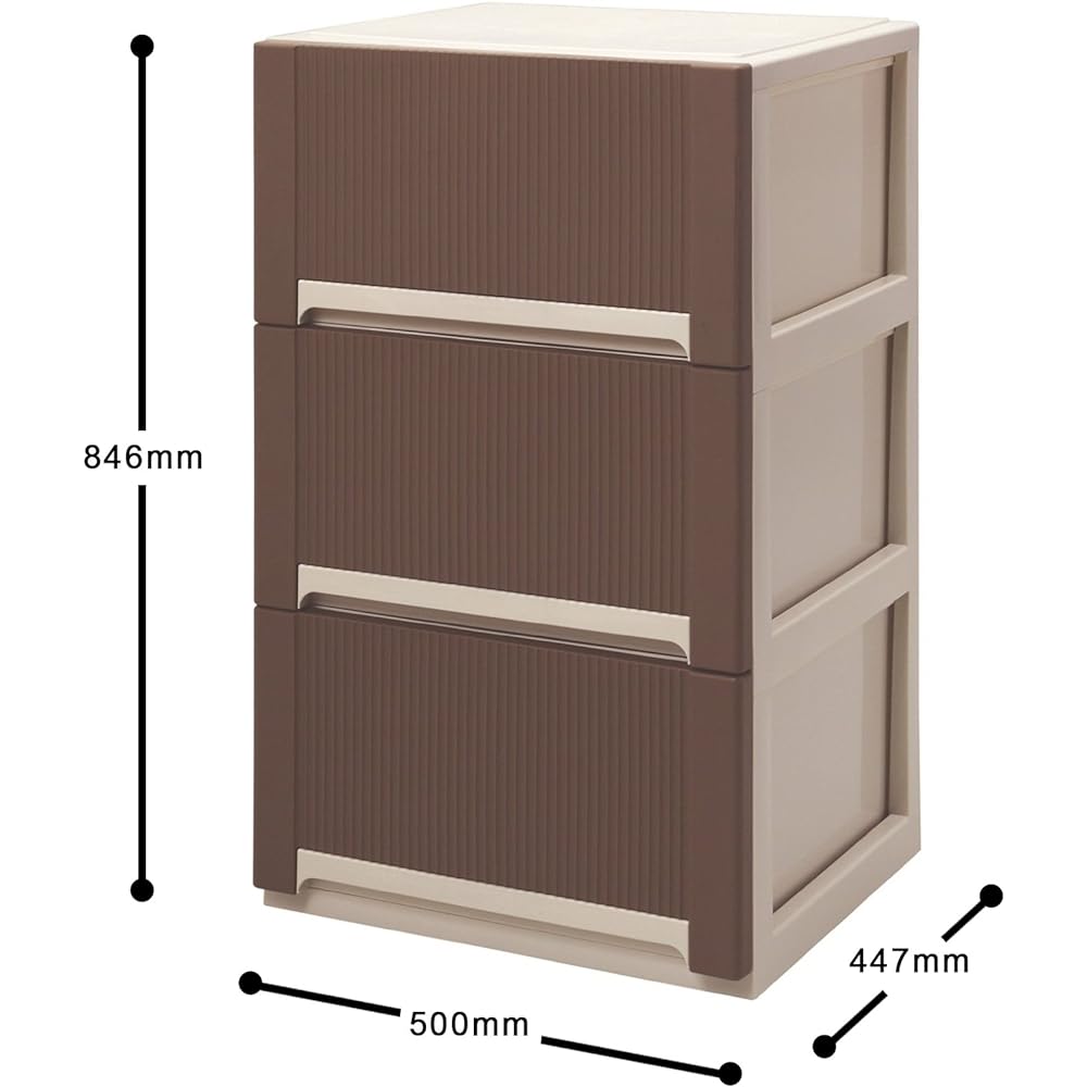Sanko Plastic 3 deep clothing storage Aura Width 50 x Depth 44.7 x Height 84.6 cm Brown