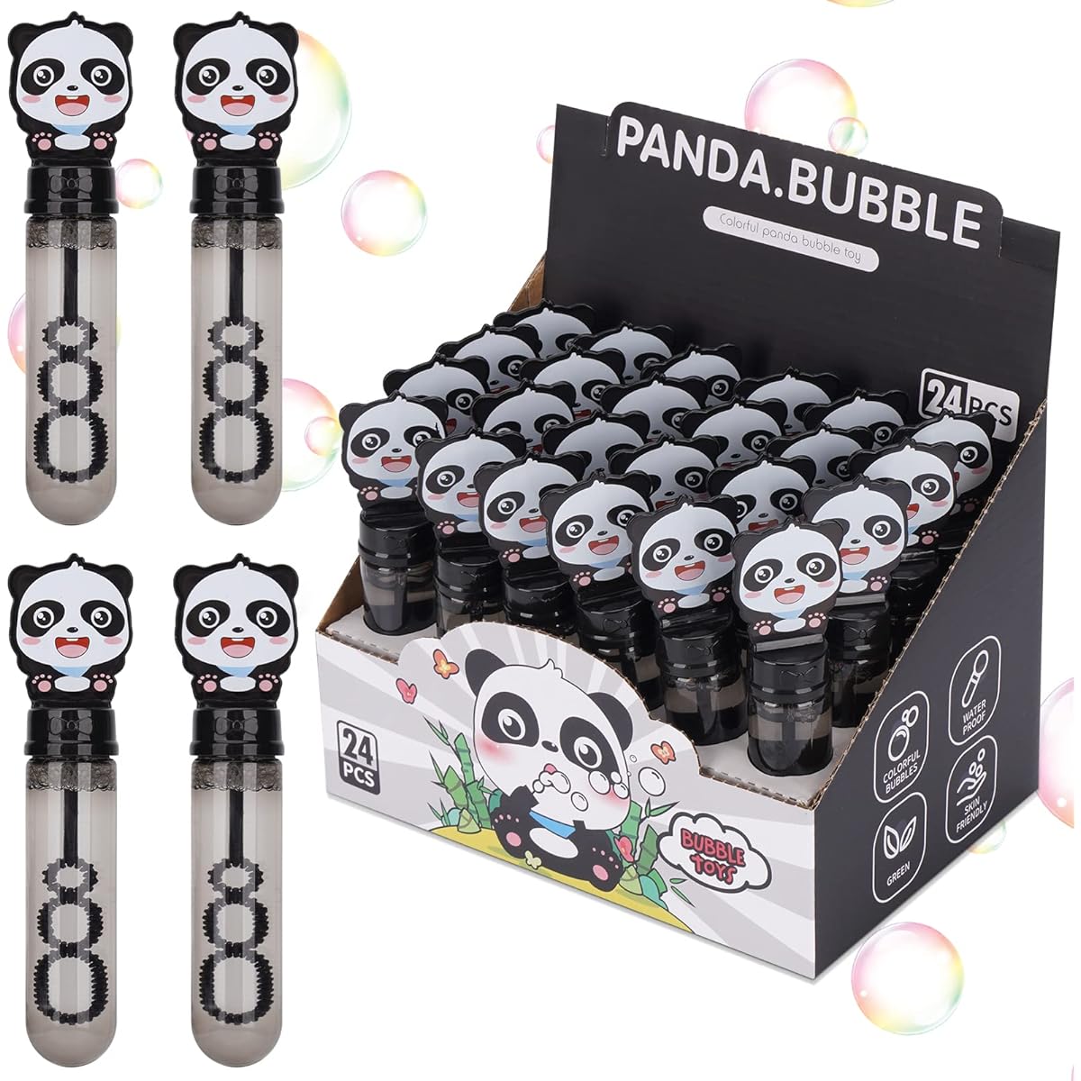 Panda Party Favors Panda Bubble Wands for Kids Panda Bubble Blowing Toy Gift Goodie Bag Stuffers 24 Pieces