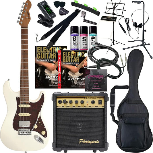 SELDER Electric Guitar Stratocaster Type ST-33RM/OW Owl White Beginner's 20-piece Set