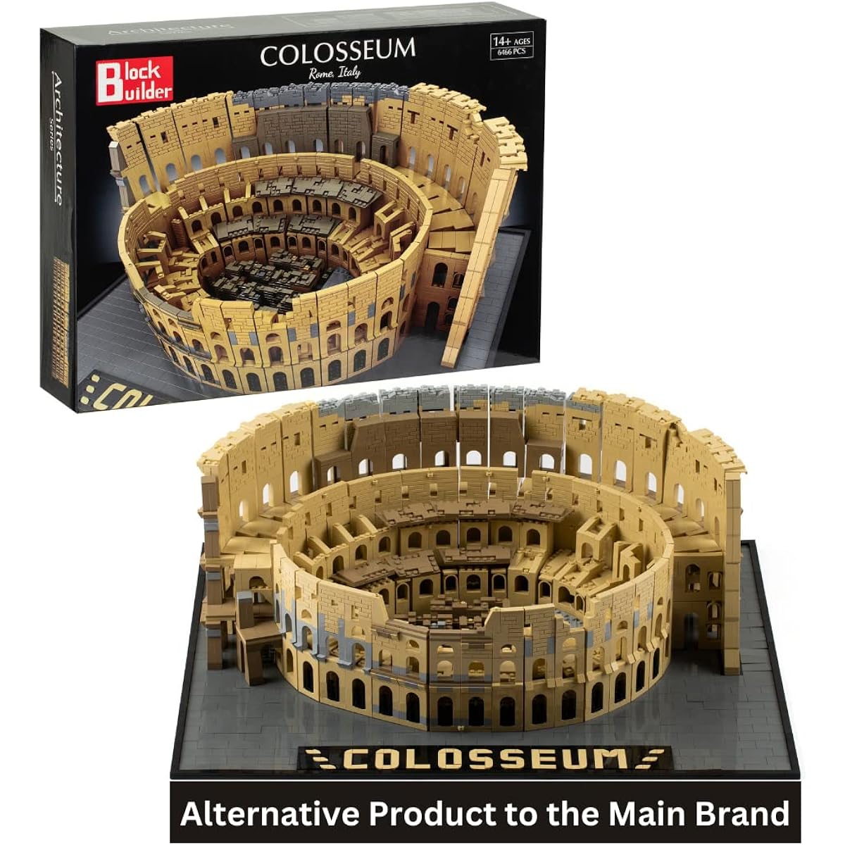 Block Builder Roman Colosseum Building Block Set (6466 Pieces) Architectural Model Building Blocks for Kids and Adults