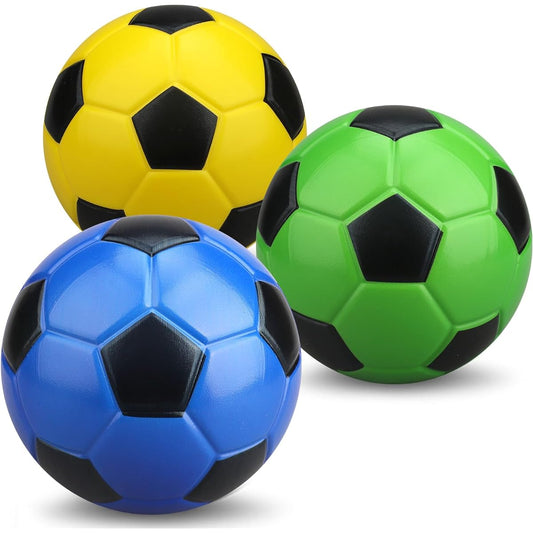 5" Foam Mini Soccer Balls for Kids Adults Soft Squishy Slow Rising Soccer Goal Toy Goal Set 3pcs Swimming Pool Beach Ball Indoor Outdoor Sports Gift (Rainbow)