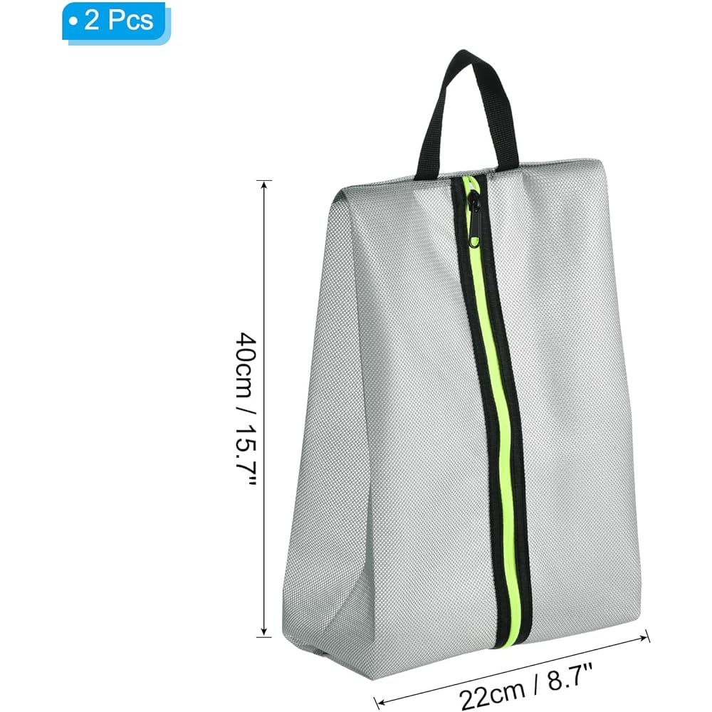 PATIKIL Waterproof Shoe Bag 2 Pieces Shoe Organizer Bag Portable Shoe Pouch with Zipper for Outdoor Travel Gray