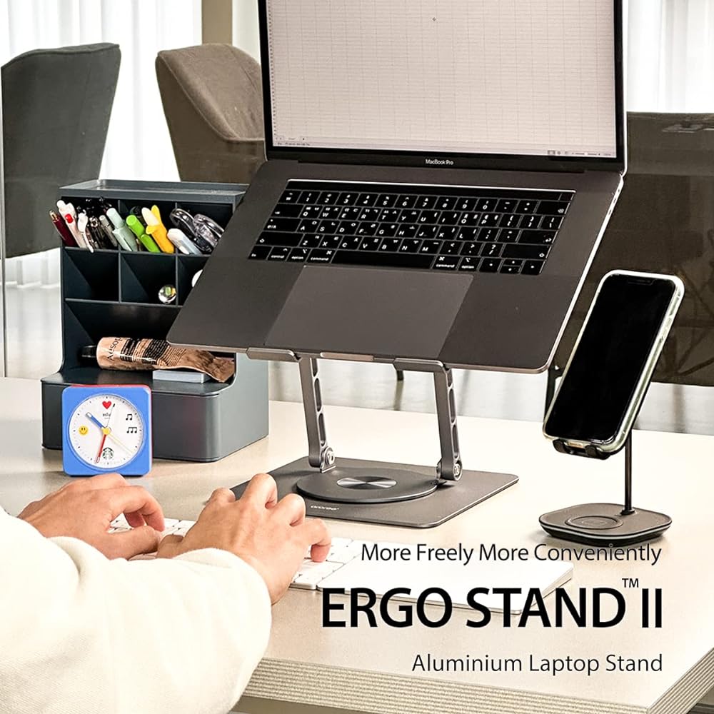 [araree] Note PC/Tablet PC Compatible Stand 360° Rotation Height Angle Adjustable Foldable Laptop Stand Portable Aluminum PC Stand Slim Compact Waste Heat Design PC Computer Stand Prevents Stiff Shoulders [Compatible with Laptops and Tablets 11 to 17.3 i