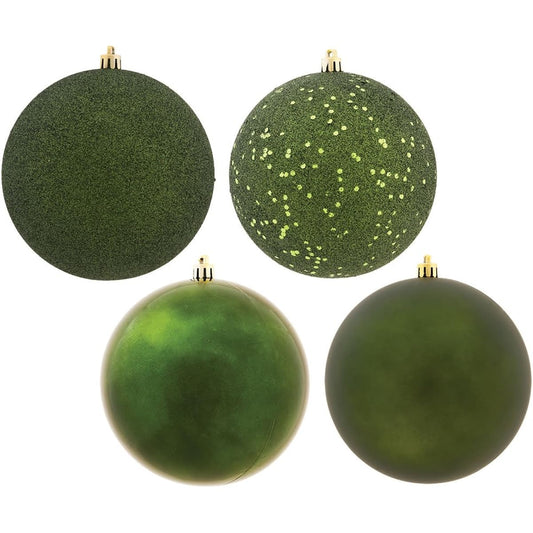 Vickerman 4.75" Moss Green 4 Finish Ball Ornament Assortment, Box of 4