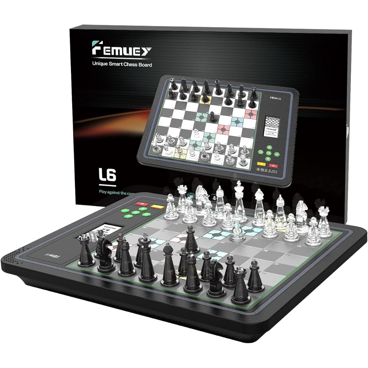Electronic Chess Set Chess Set Board Game Computer Chess Game Electronic Chess Game LED Built-in Battery Great Partner for Playing and Practice (L6 Black)