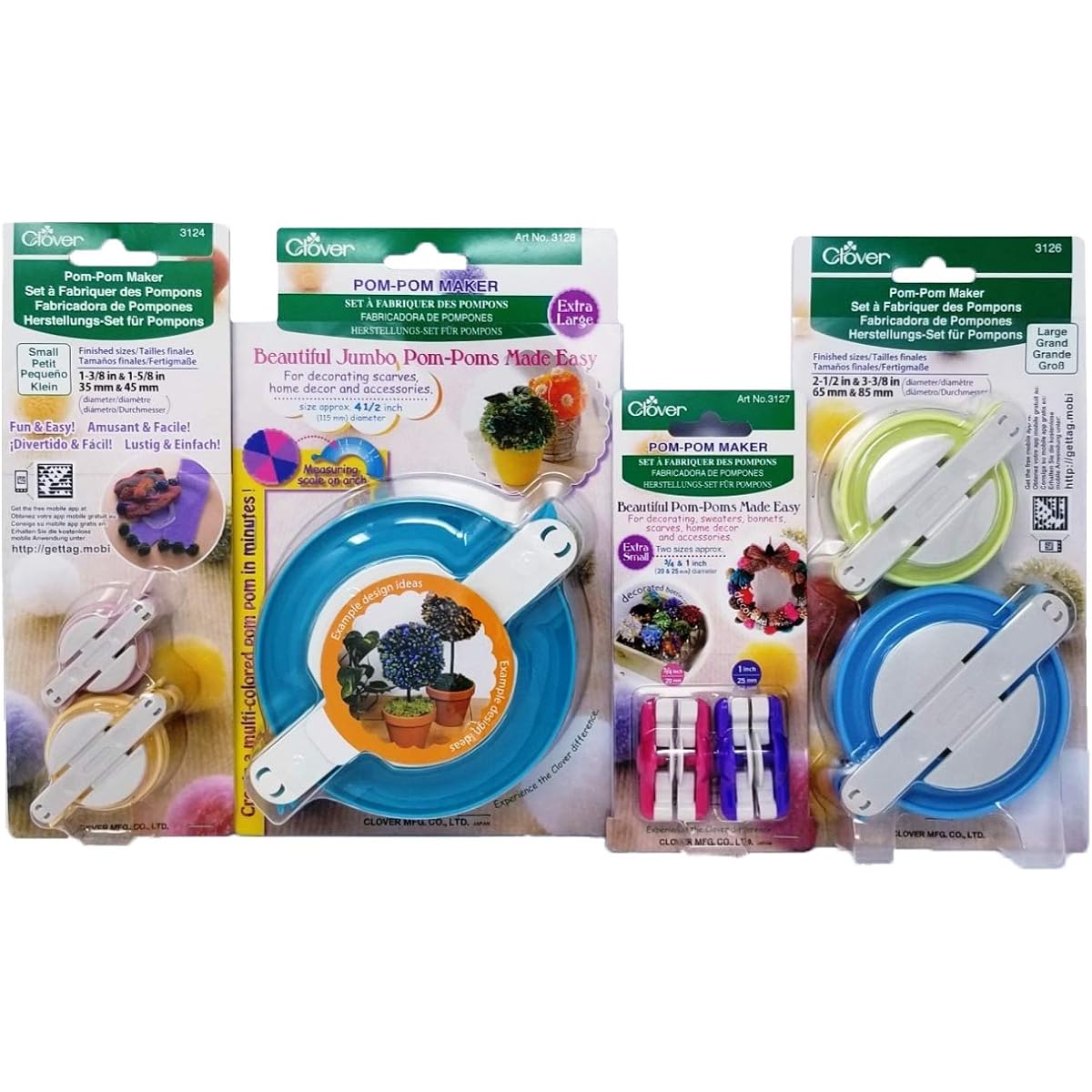 Clover Pom Pom Maker Set ~ Available in 7 different sizes.