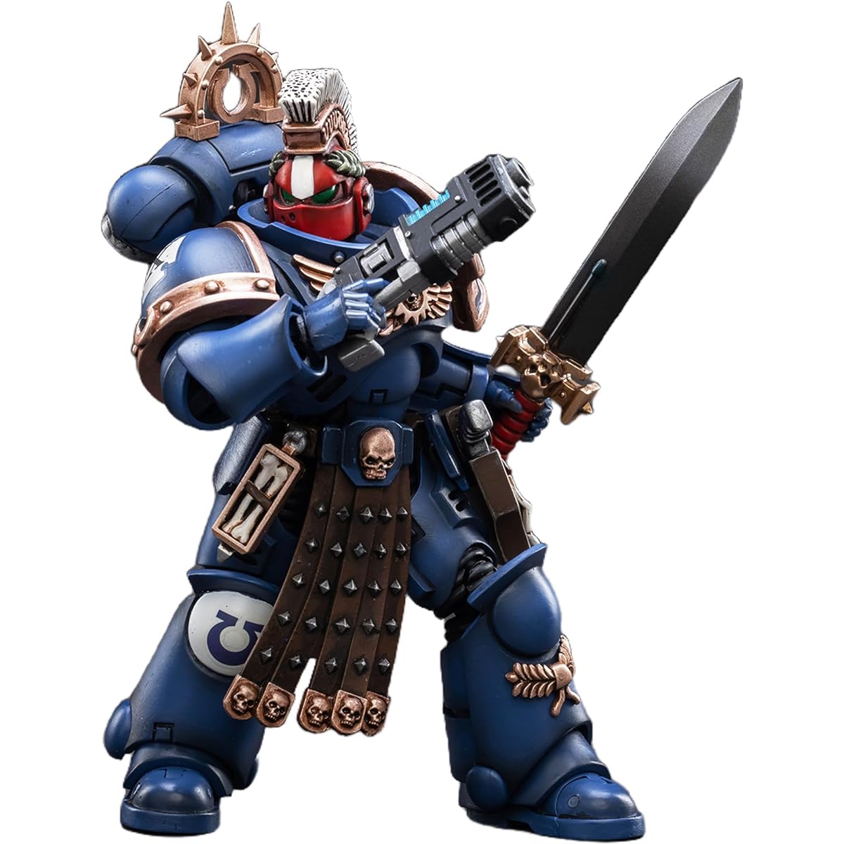 JOYTOY 1/18 Action Figure Warhammer 40,000 Ultramarine Veteran Sergeant Ikastas 4.9" Collectible Action Figure Kit