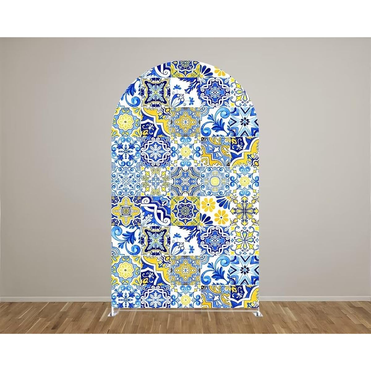 KONPON Patchwork Tile Arch Backdrop Cover Porcelain Party Decoration Arch Stand Cover Elastic Backdrop Birthday Banquet Decoration Banner