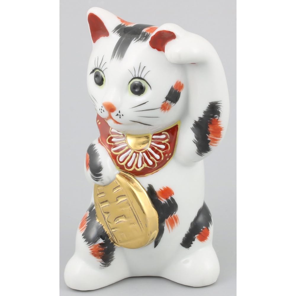 Kutani Ware Oval Lucky Cat Calico No. 3 A-0070