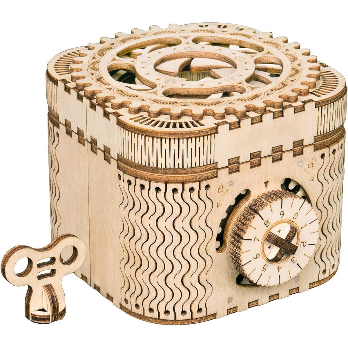 RoWood Mechanical Gear 3D Wooden Puzzle Craft Toy, Gift for Adults Men Women, Age 14+, Train Engine DIY Model Building Kits - Locomotive (Treasure Box)