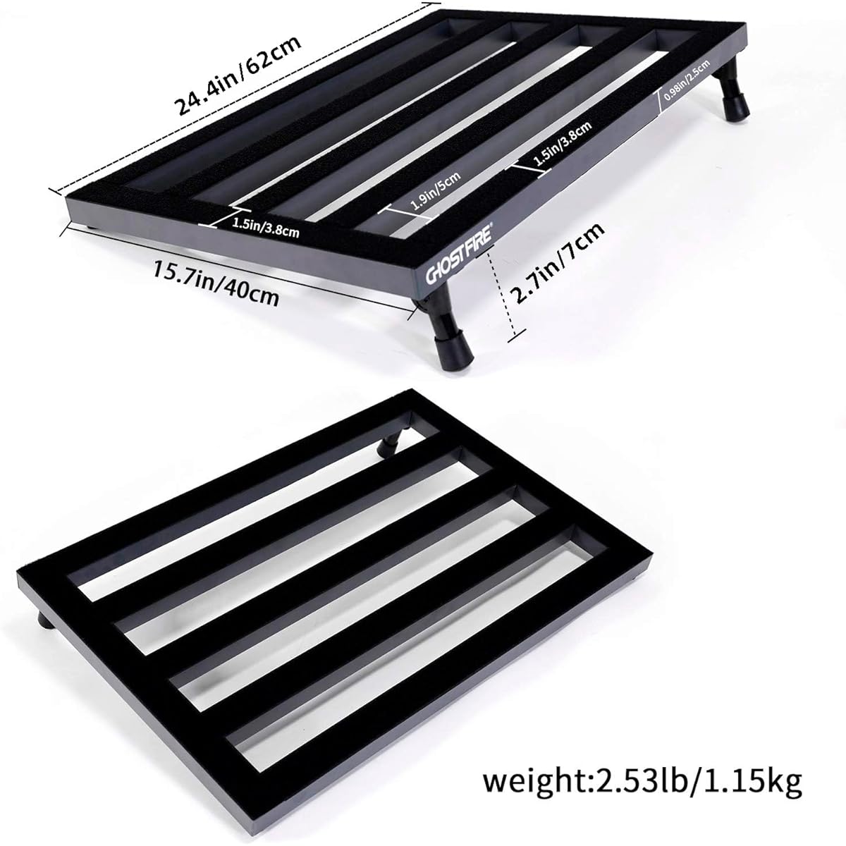 Ghost Fire Guitar Pedal Board Aluminum Alloy Super light Effect Pedalboard with Carry Bag,SPL-06 (23.6''x15.7'')