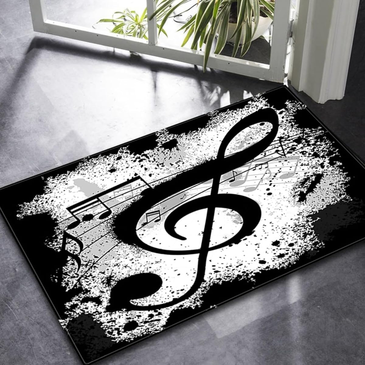 Piano Mat, Rectangular, Piano Key Pattern, Square Carpet, Mat, Digital Piano, 120*180, Non-Slip, Scratch Prevention, Self-Adhesive, Shock Absorption, Noise Reduction, Fashionable, Percussion, Flooring, Living Room, Black and White