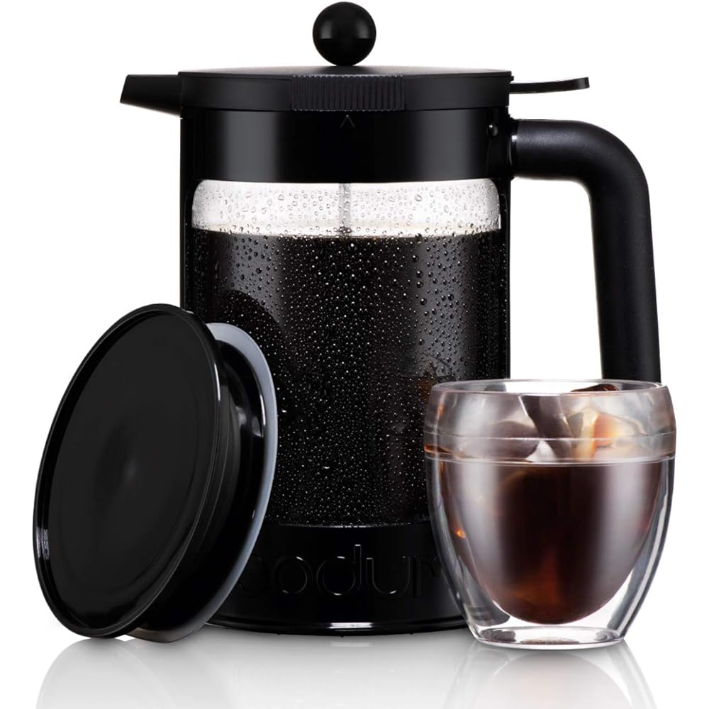 BODUM Coffee Maker Coffee Press BEAN French Press Iced Coffee Maker 1500ml Black Stainless Steel Filter Glass Beaker Immersion Type Coffee Cold Brew [Genuine Product] K11683-01