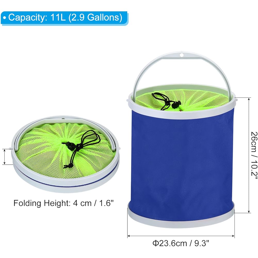PATIKIL Fishing Bucket Water Tank Cleaning Bucket Foldable with Handle for Camping Car Wash 11L Blue