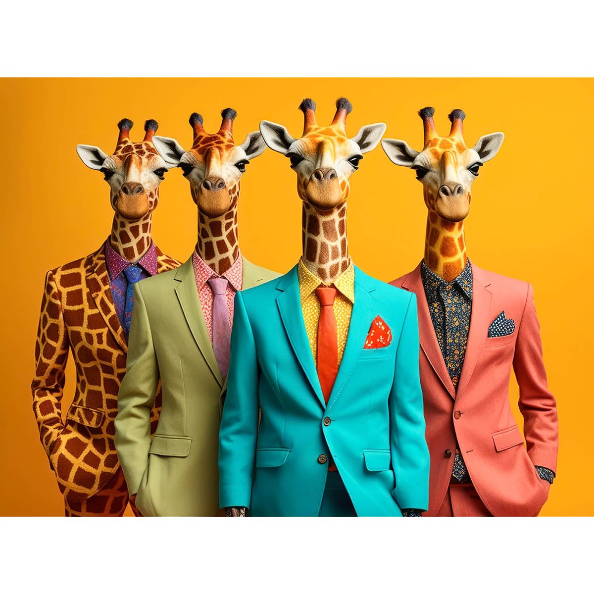 The Fab Four Giraffes 1000-Piece Jigsaw Puzzle by Cross & Glory - Eco-Friendly, Unique Artwork Jigsaw Puzzles for Adults - Engaging, Stimulating Brain Challenge