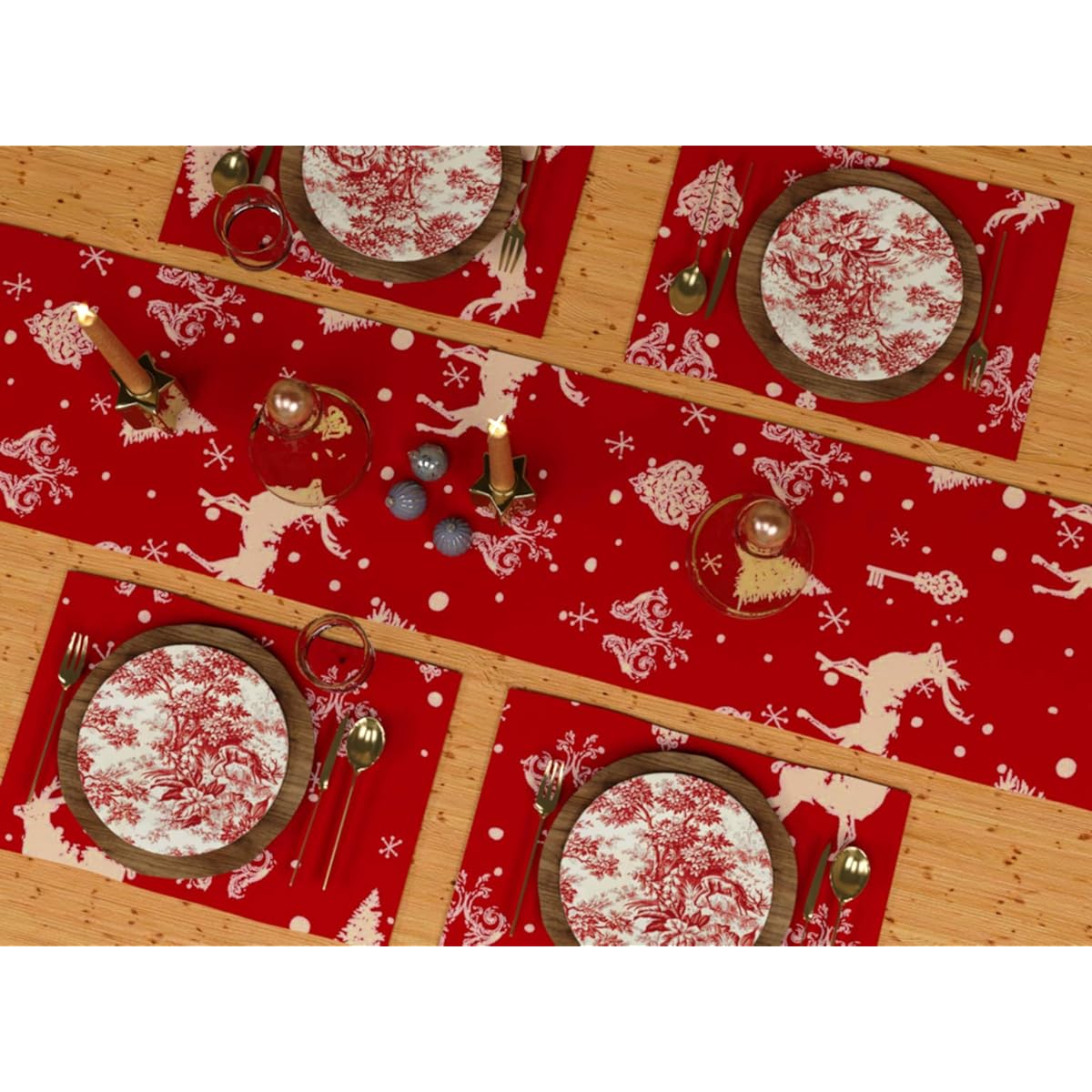 TST Table Runner (14x72 inches) Red - Christmas Forest