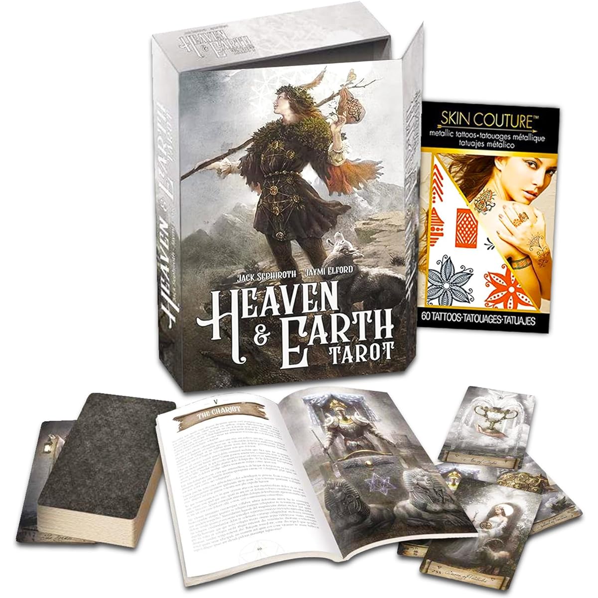 Heaven and Earth Tarot Card Deck - Heaven and Earth Tarot Deck with Guidebook and Temporary Tattoos | Tarot Cards with Guidebook Set