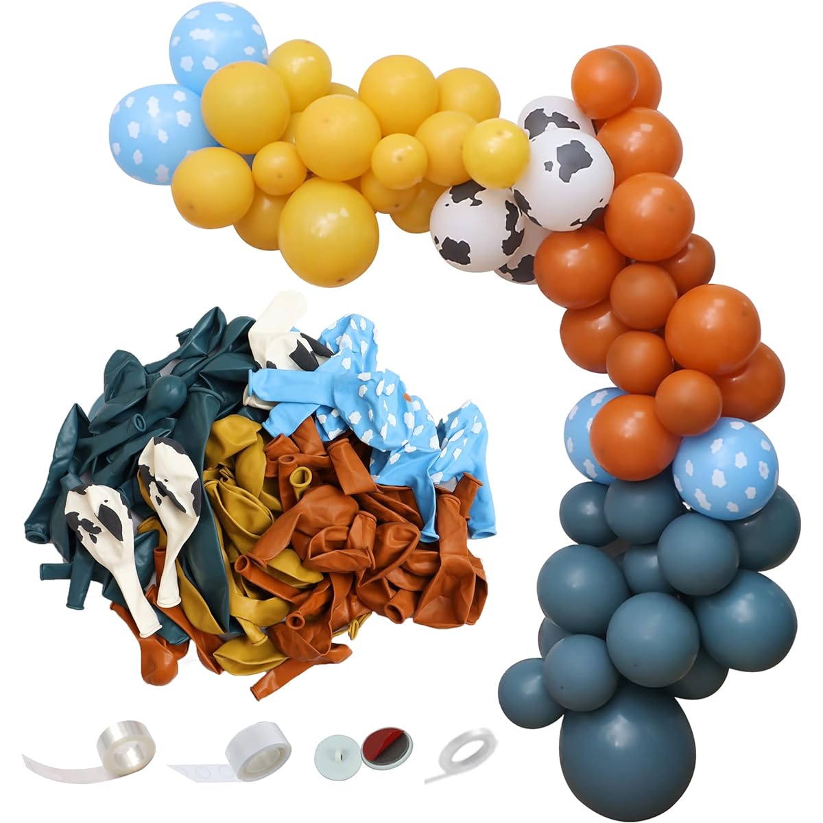 MYDECORBL Balloon Combination 91 Pieces Animal Theme Party Balloon Garland Arch Kit Slate Blue Natural Sand Cloud Retro Burnt Orange Mustard Yellow for Baby Shower Birthday Party