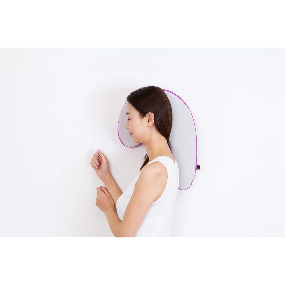 French Bed Neck Pillow, Anti-Snoring, Adjustable Firmness with Air, Side Sleeping ``Sleep Vantage Travel'', Compact size that fits in a foldable bag, 34 x 44 cm, Height 9 cm (adjustable), Brown [Authentic French Bed Product] 360144300