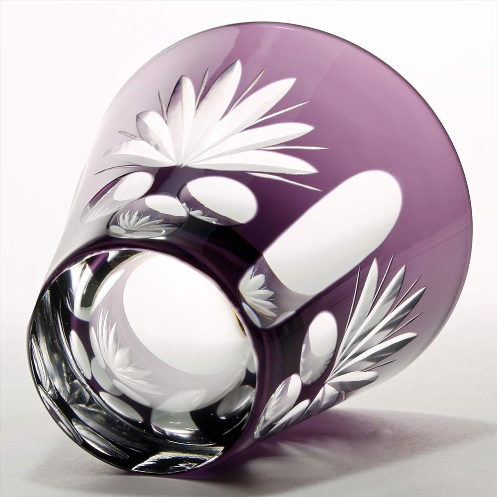 Edo Kiriko Maisen Free Glass (in gift box) Purple 710-217-7