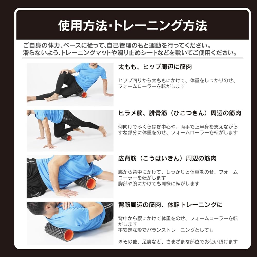 IRONMAN CLUB Foam Roller KW-787 <Black/Blue> Fascia Release Stretch Stiff Shoulders Low Back Pain Calf