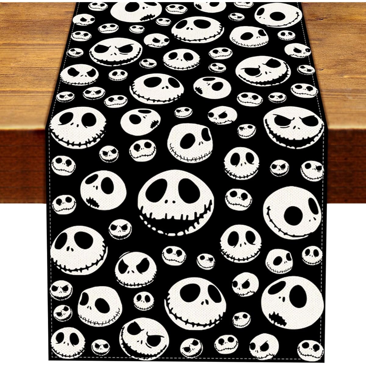 Vohado Nightmare Before Christmas Table Runner Halloween Jack Skellington Birthday Party Decoration Skull Dining Room Home Kitchen Decor (Black 13" x 72")
