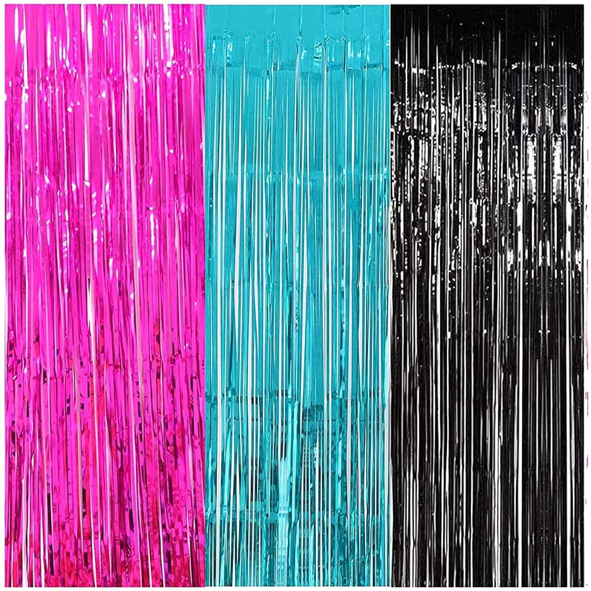 TIK Tok Birthday Decorations TIK Tok Party Photo Backdrop TIK Tok Party Decorations Fuchsia Black Teal Foil Curtain for TIK Tok Party