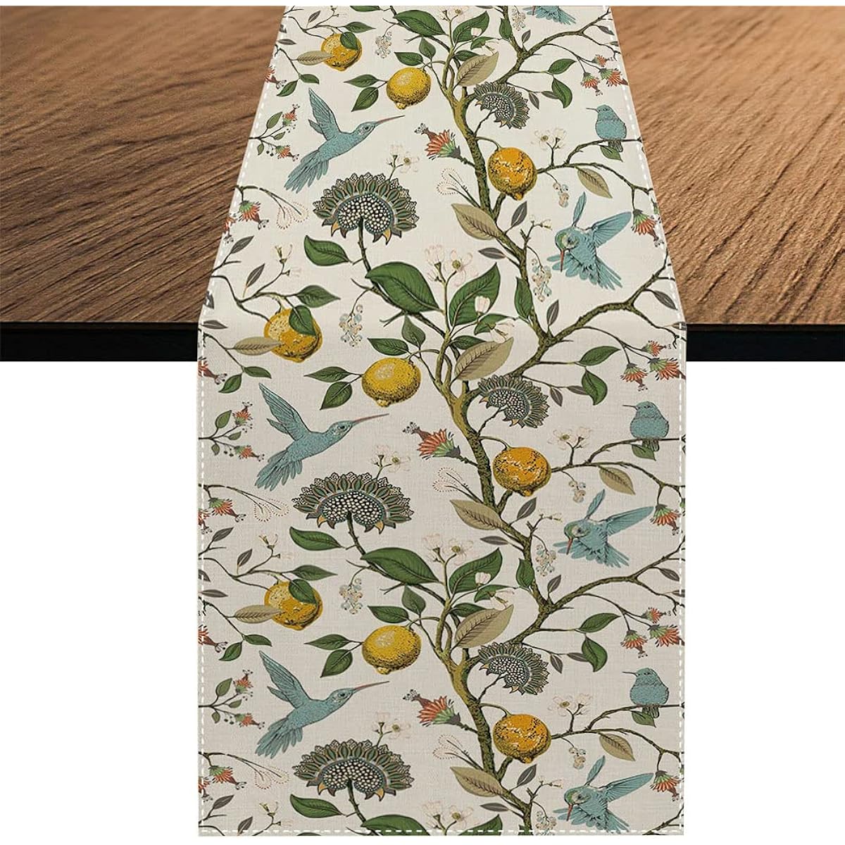 Lemon Branch Table Runner Seasonal Spring Bird Tablecloth Kitchen Dining Table Home Party Decor 13 x 70 Inch